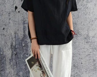 Linen Oversized T Shirt Women, Casual Linen Top, Short Sleeve Linen Shirt, Relaxed Linen Blouse, Minimalist Linen Clothing, Summer Linen Top