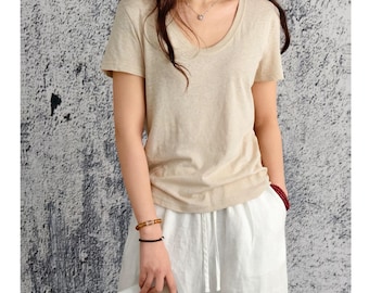 Casual Linen Top Women, Linen Summer Top, Relaxed Linen Top, Natural Linen Clothing, Minimalist Linen Top, Cotton Linen Shirt Women