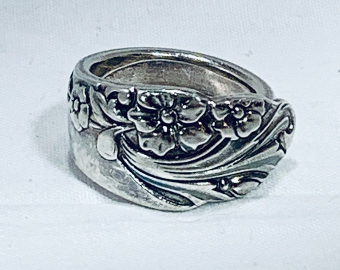 ring silverware ring floral ring Spoon ring flatware ring silver ring antiqued ring