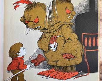 Harry y el Terrible Whatzit de Dick Gackenbach, primera edición de 1977, libro infantil de mediados de siglo.