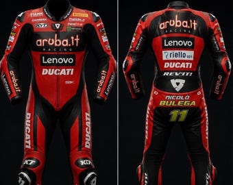 Nicolò Bulega #11 Aruba.it Racing Ducati WorldSBK Race Leather Suit – Custom Sizes Available