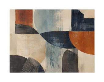 Mid-Century Abstract Shapes Canvas Wall Art | Modern Gallery Wrapped Decor