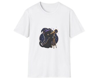 Stargazer Telescope Cat Shirt, Cute Kawaii Cat T-Shirt, Aesthetic Anime Cat Tee, Cat Lover Gift, Cat Mom Shirt, Cute Cat Top