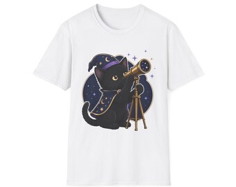 Stargazer Cat Shirt | Telescope Kawaii Astronomy Art | Gift for Stargazers