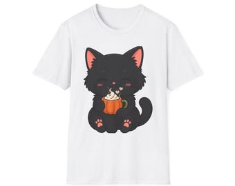 Pumpkin Spice Cat Shirt | Kawaii Autumn Latte Art | Gift for Fall Lovers