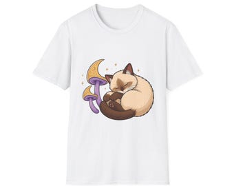 Moon Mushroom Cat Shirt | Kawaii Cottagecore Art | Gift for Mushroom Lovers