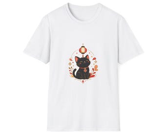 Lucky Lantern Cat Shirt, Cute Kawaii Cat T-Shirt, Aesthetic Anime Cat Tee, Cat Lover Gift, Cat Mom Shirt, Cute Cat Top
