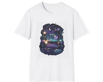 Cozy Gamer T-Shirt • Night Quest Gaming Tee, Cute Gamer Gift
