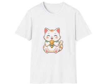 Lucky Star Cat Shirt, Cute Kawaii Cat T-Shirt, Aesthetic Anime Cat Tee, Cat Lover Gift, Cat Mom Shirt, Cute Cat Top