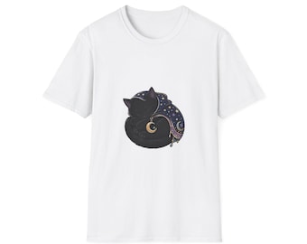 Cosmic Sleepy Cat Star Cloak Shirt, Cute Kawaii Cat T-Shirt, Aesthetic Anime Cat Tee, Cat Lover Gift, Cat Mom Shirt, Cute Cat Top