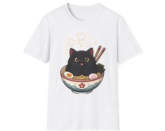 Ramen Cat Tee | Cozy Kawaii Noodle Bowl Art | Gift for Ramen Lovers