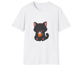 Pumpkin Spice Cat Shirt, Cute Kawaii Cat T-Shirt, Aesthetic Anime Cat Tee, Cat Lover Gift, Cat Mom Shirt, Cute Cat Top