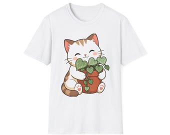 Plant Parent Cat Shirt | Kawaii Houseplant Art | Gift for Plant Moms