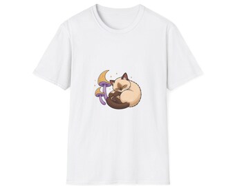 Moon Mushroom Cat Shirt, Cute Kawaii Cat T-Shirt, Aesthetic Anime Cat Tee, Cat Lover Gift, Cat Mom Shirt, Cute Cat Top