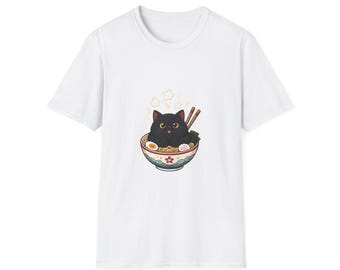 Cozy Ramen Cat Shirt, Cute Kawaii Cat T-Shirt, Aesthetic Anime Cat Tee, Cat Lover Gift, Cat Mom Shirt, Cute Cat Top
