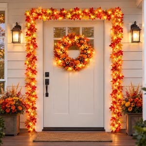 Fall Maple Leaf String Lights, Autumn Leaf Garland, Warm LED Lights, Thanksgiving Home Decor, Fall Mantel and Table Decoration