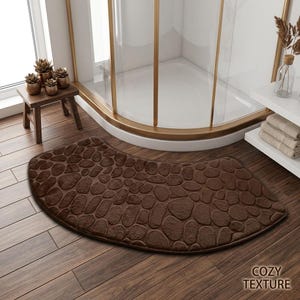 Alfombrilla de baño con diseño de adoquines 3D - Alfombra de microfibra absorbente antideslizante, ideal para decorar el suelo del baño.