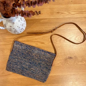 Handwoven Raffia Clutch Bag, Charcoal Gray Straw Crossbody Purse, Evening and Travel Pouch, Madagascar Artisan Craft Gift | Graphite