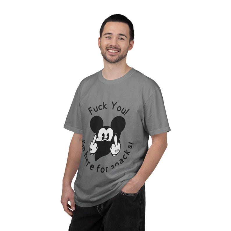 Middle Finger Cartoon Mickey Mouse I'm Here for Snacks T-shirt image 5