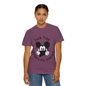 Middle Finger Cartoon Mickey Mouse I'm Here for Snacks T-shirt image 6