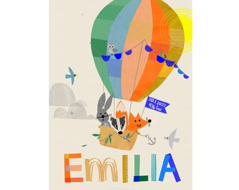 Personalised Hot Air Balloon Nursery Print