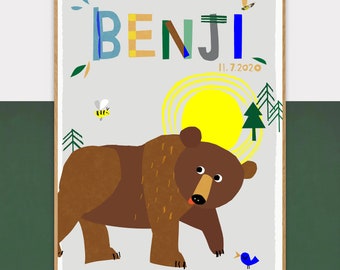 Bear Personalised Name Print