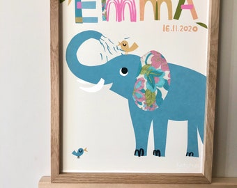 Elephant Personalised Name Print