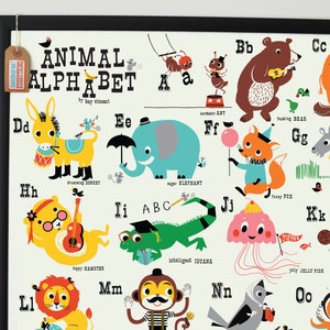 Animal Alphabet Nursery Print, Nursery Poster, New Baby Print, Fun Alphabet Print, ABC Poster, Retro Alphabet Print, ABC print image 3