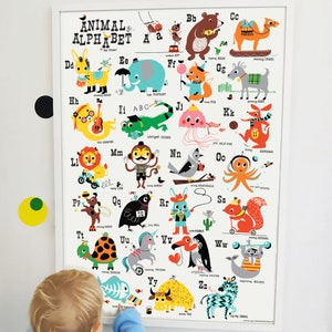 Animal Alphabet Nursery Print, Nursery Poster, New Baby Print, Fun Alphabet Print, ABC Poster, Retro Alphabet Print, ABC print image 4