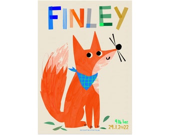 Personalised Fox Nursery Print