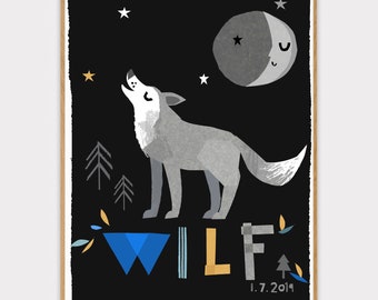 Wolf Personalised Name Print