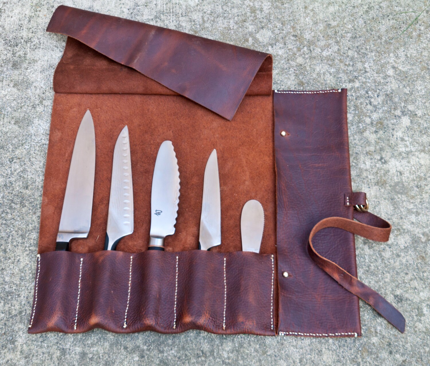 leather knife roll 5 slot Etsy