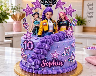 K-Pop Birthday Cake Topper, Digital Download, Canva Template (Self-Edit or We-Edit)