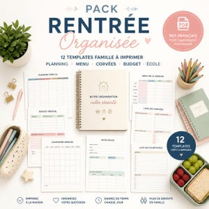 Organized Back-to-School Pack | 12 Family Templates to Print | Planner, Menu, Chores, Budget, School | French PDF Download