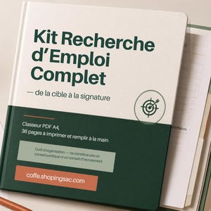 Complete Printable Job Search Kit, 36 Pages PDF (French), CV, Cover Letter, Application Tracking, Interview Preparation (A4)