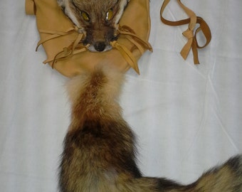 Red Fox Leather bag with face and tail.