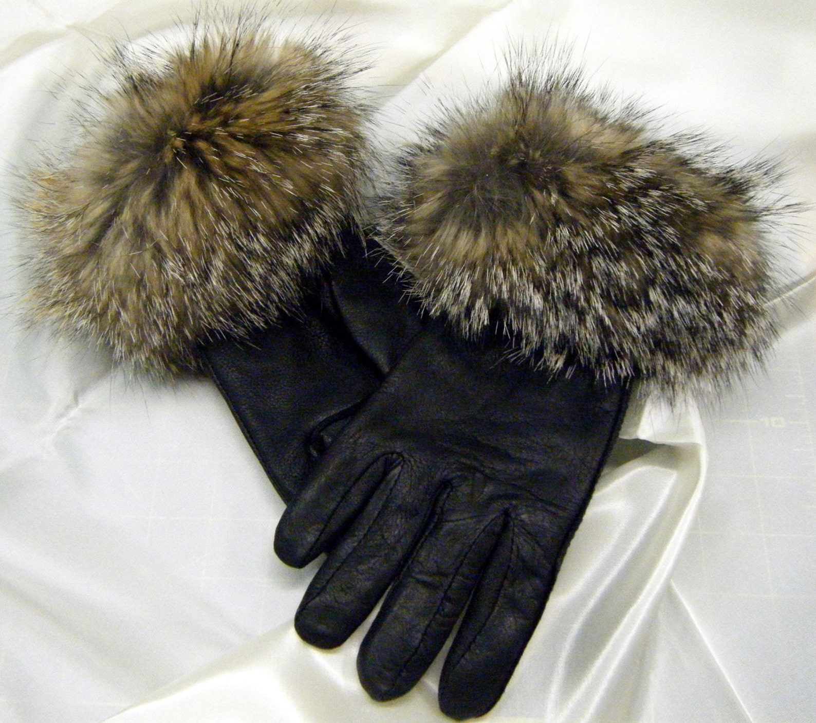 Real Fur trimmed Leather Gloves. Etsy