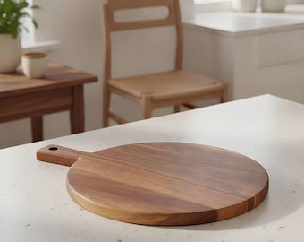 Tabla de madera para quesos y embutidos con asa para colgar / Bandeja rústica de madera natural / Aperitivo para fiestas