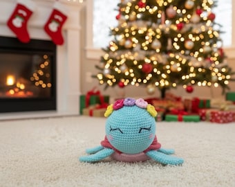 Crochet Sea Turtle Toy, Handmade Cotton Amigurumi, Baby Shower Gift