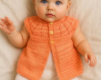 Hand Knit Baby Girl Vest, Newborn Coming Home Outfit