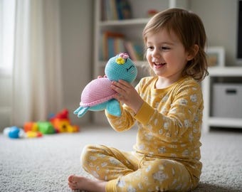 Crochet Sea Turtle Toy, Handmade Cotton Amigurumi, Baby Shower Gift