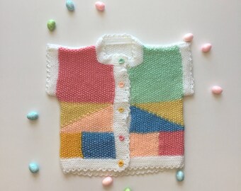 Girl clothes sweater,18 months old,2 years,knit,vest,top,knit,handmade,jacket,birthday outfit,photo prop outfit,pink,yellow