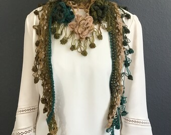 Mother’s Day gift,Wool crochet women scarf,handmade,wrap,shawl,green,gift for mom, gift for wife,gift for friend,birthday gift,handmade gift