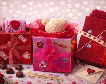Handmade Valentine’s Mystery Box,Tiered Crochet Gift Sets,Choose Your Surprise,Plushie,Phone Bag or Mug Cozy,Galentine’s Gift for Her