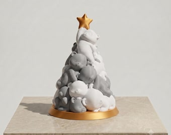 Bear Stack Christmas Tree Figurine – Sleeping Bears, Dual-Tone Holiday Decor