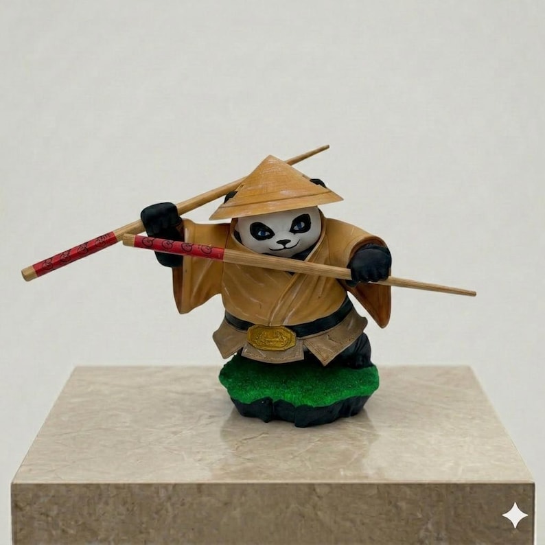 Hand-Painted Panda Warrior Chopstick Rest – Unique Collectible Kitchen Decor image 2
