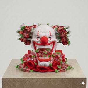 Creepy Clown Candy Bowl | Hand-Painted Horror Decor, Spooky Halloween Centerpiece image 1