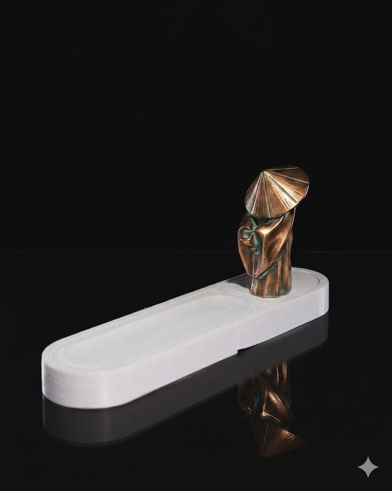 Zen Monk Incense Holder - Minimalist Home Decor - Modern Desk Sculpture image 3