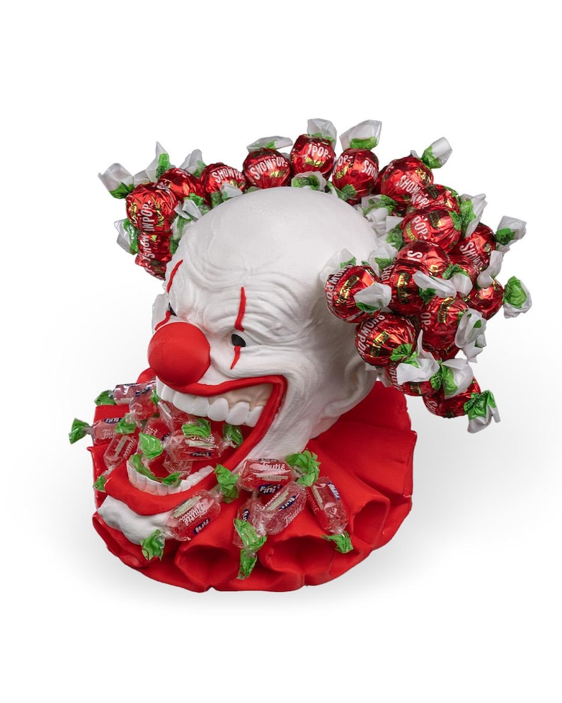 Creepy Clown Candy Bowl | Hand-Painted Horror Decor, Spooky Halloween Centerpiece image 7