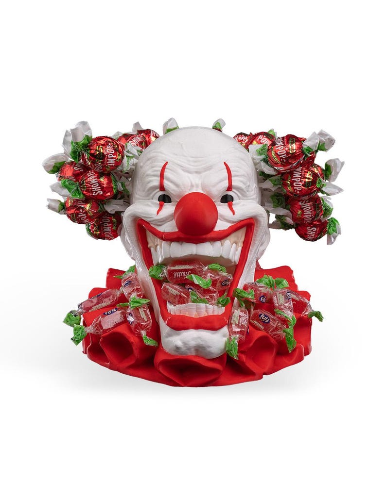 Creepy Clown Candy Bowl | Hand-Painted Horror Decor, Spooky Halloween Centerpiece image 8